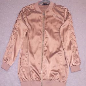 Satin rose gold bomber